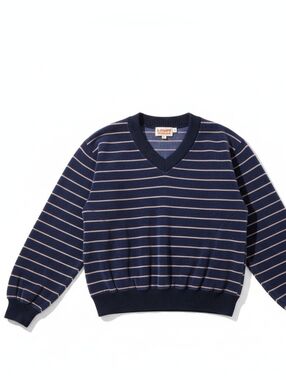 Vintage 70 Levis M Blue Rainbow Stripe Velour V Neck Top Retro Casual